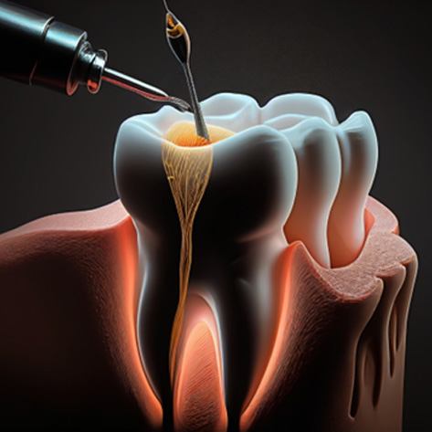 Inside of a tooth  