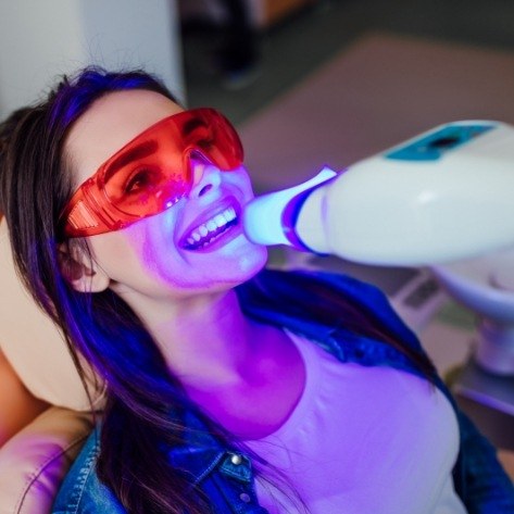 Patient receiving zoom teeth whitening