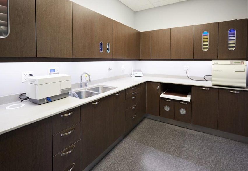 Dental office storage and sterilization room