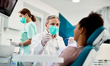 A woman receiving a regular dental checkup 